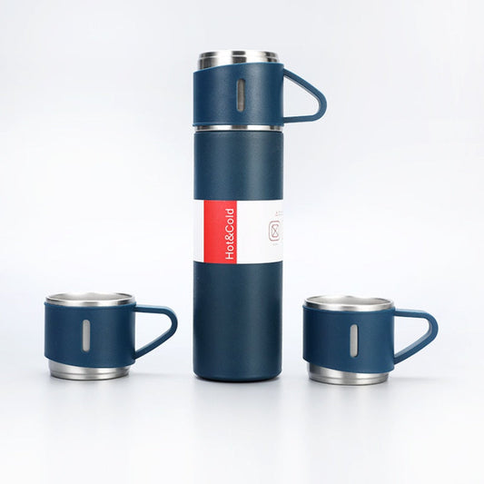 Versatile Thermos with Dual Cups for Sharing Drinks On-the-Go